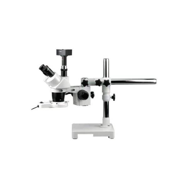 AmScope SW-3T24-FRL-5MT 20X & 40X Trinocular Stereo Boom Microscope with Ring Light & 5MP Camera